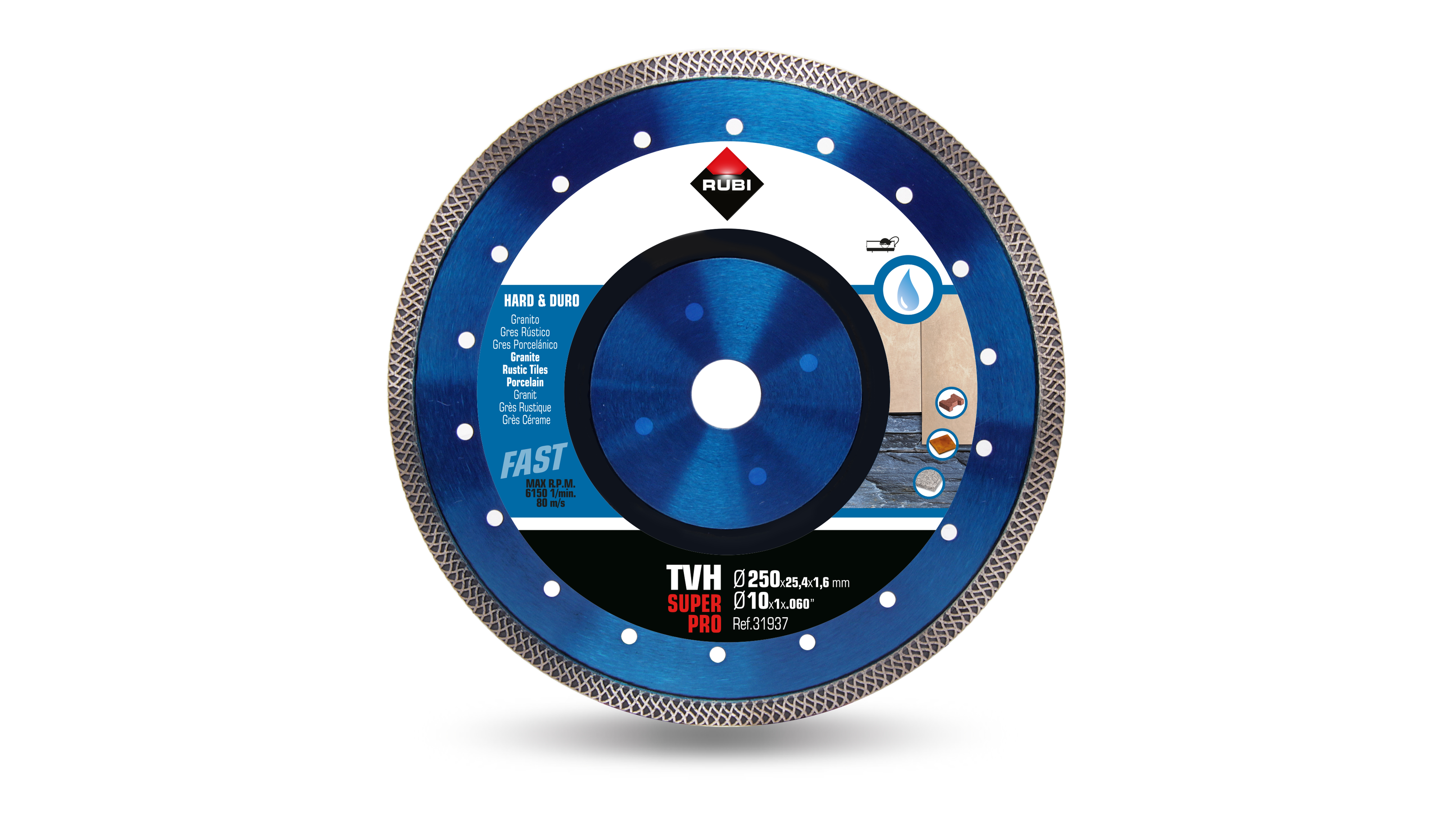 Диск алмазный для твёрдых материалов RUBI TURBO VIPER TVH-250
